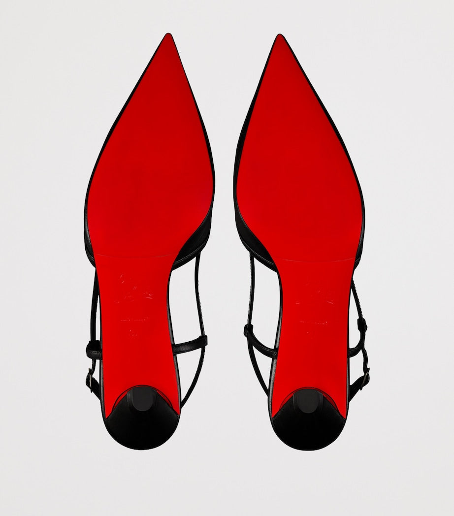 Christian Louboutin Black Miss Z Slingina Leather Pumps 25