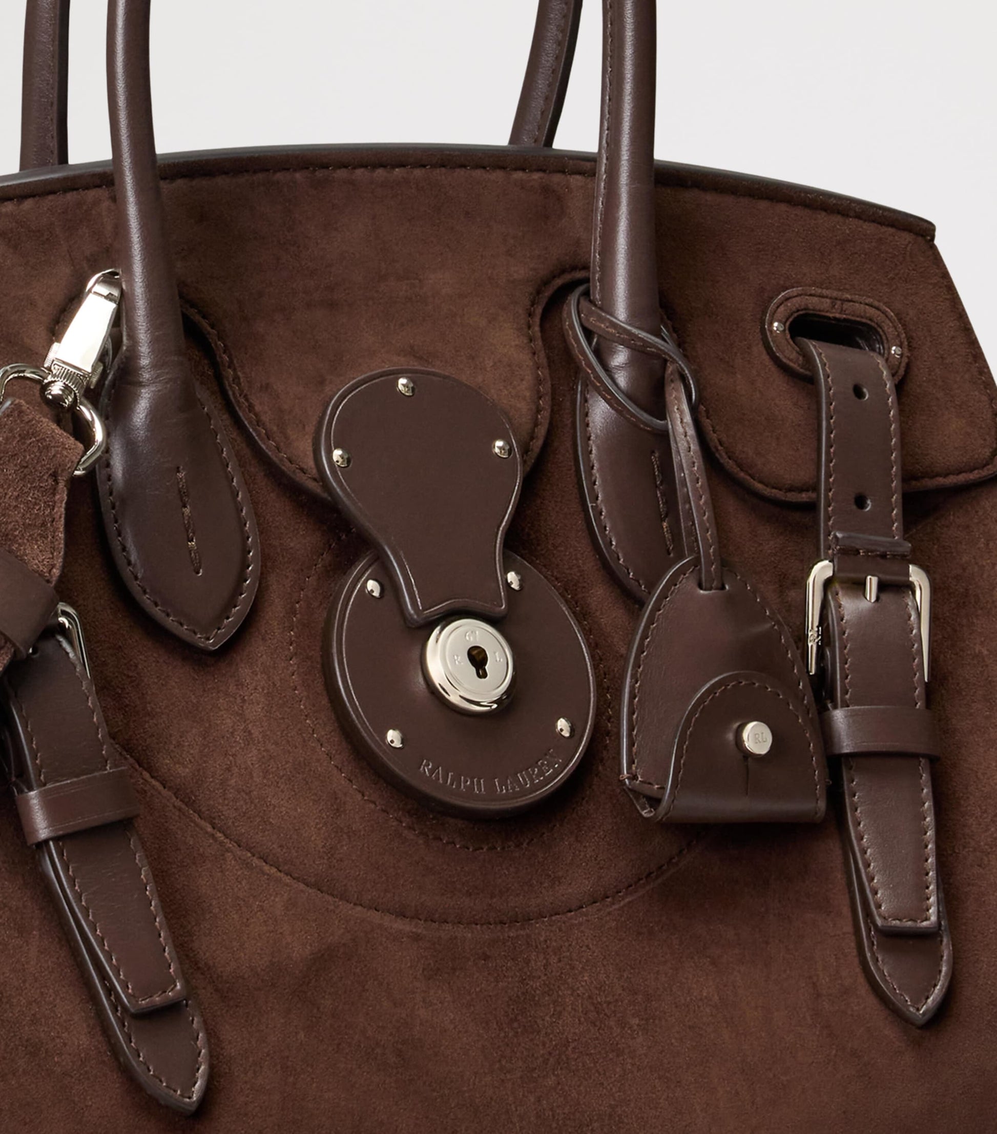 Brown Suede Soft Ricky 33 Top-Handle Bag