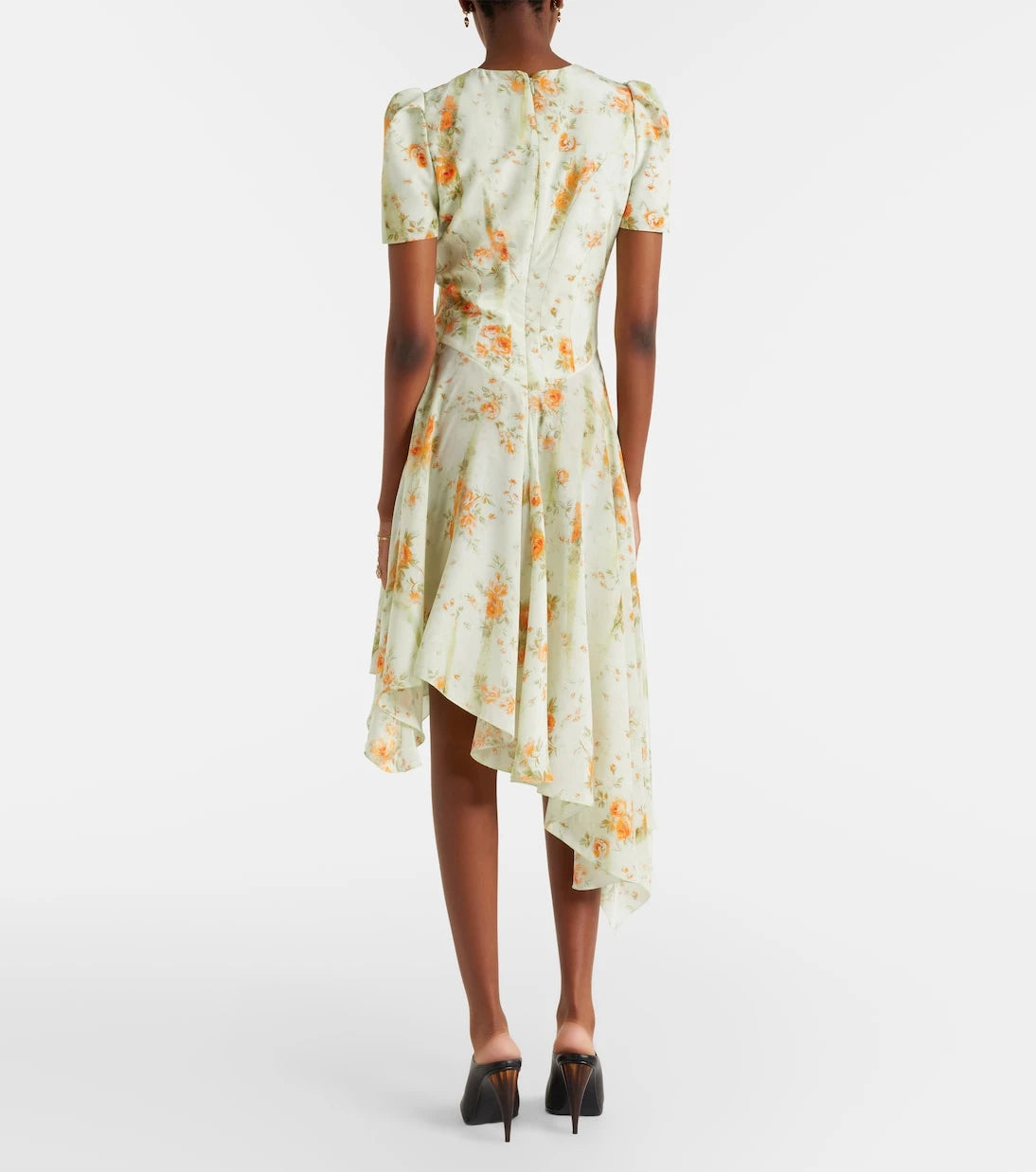 McQueen - Floral asymmetric midi dress