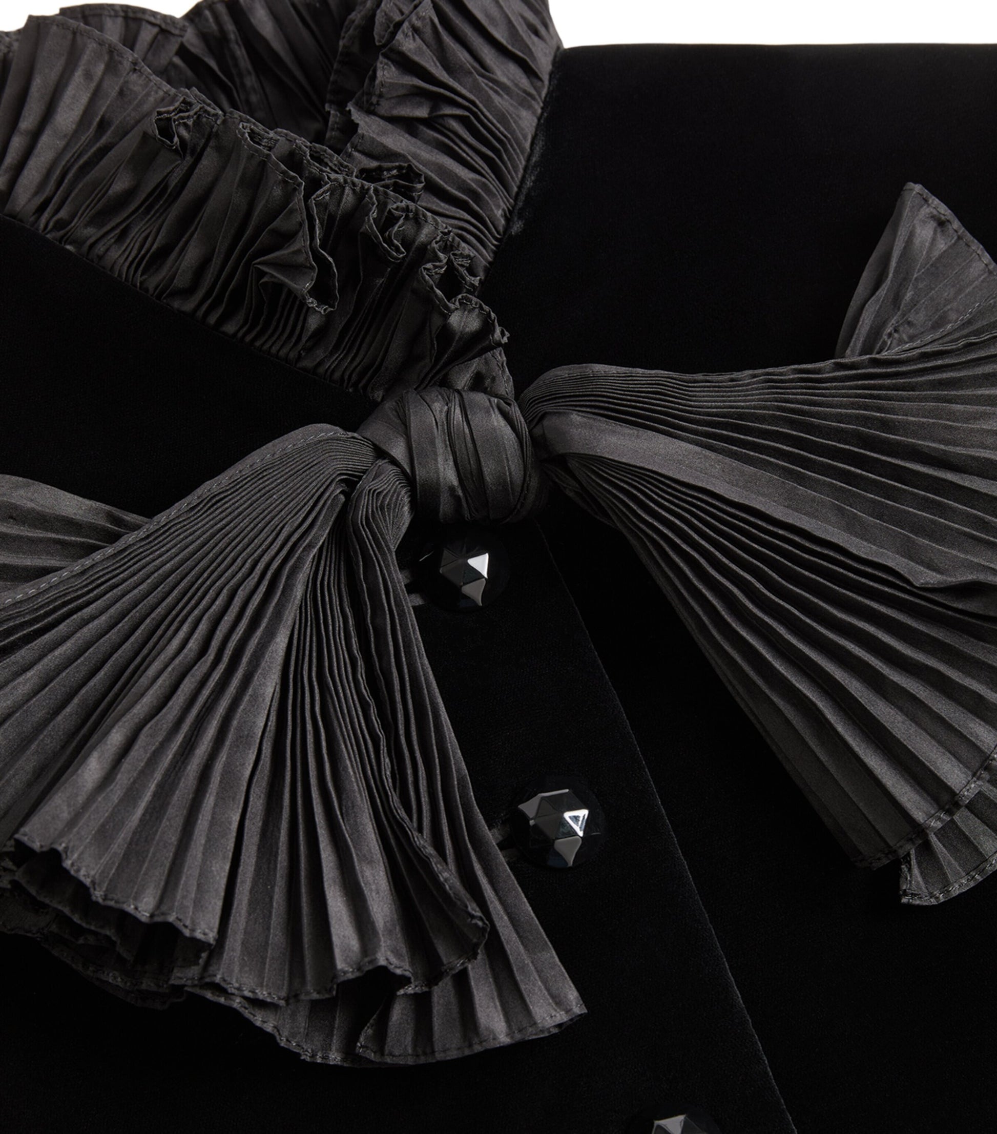 Valentino Black Velour Plissé-Detailing Jacket