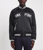 Polo Ralph Lauren Black Satin Pink Pony Baseball Jacket