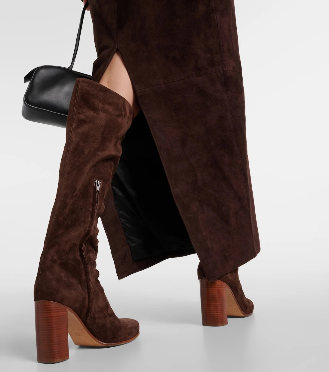 Khaite - Loxley suede pencil skirt