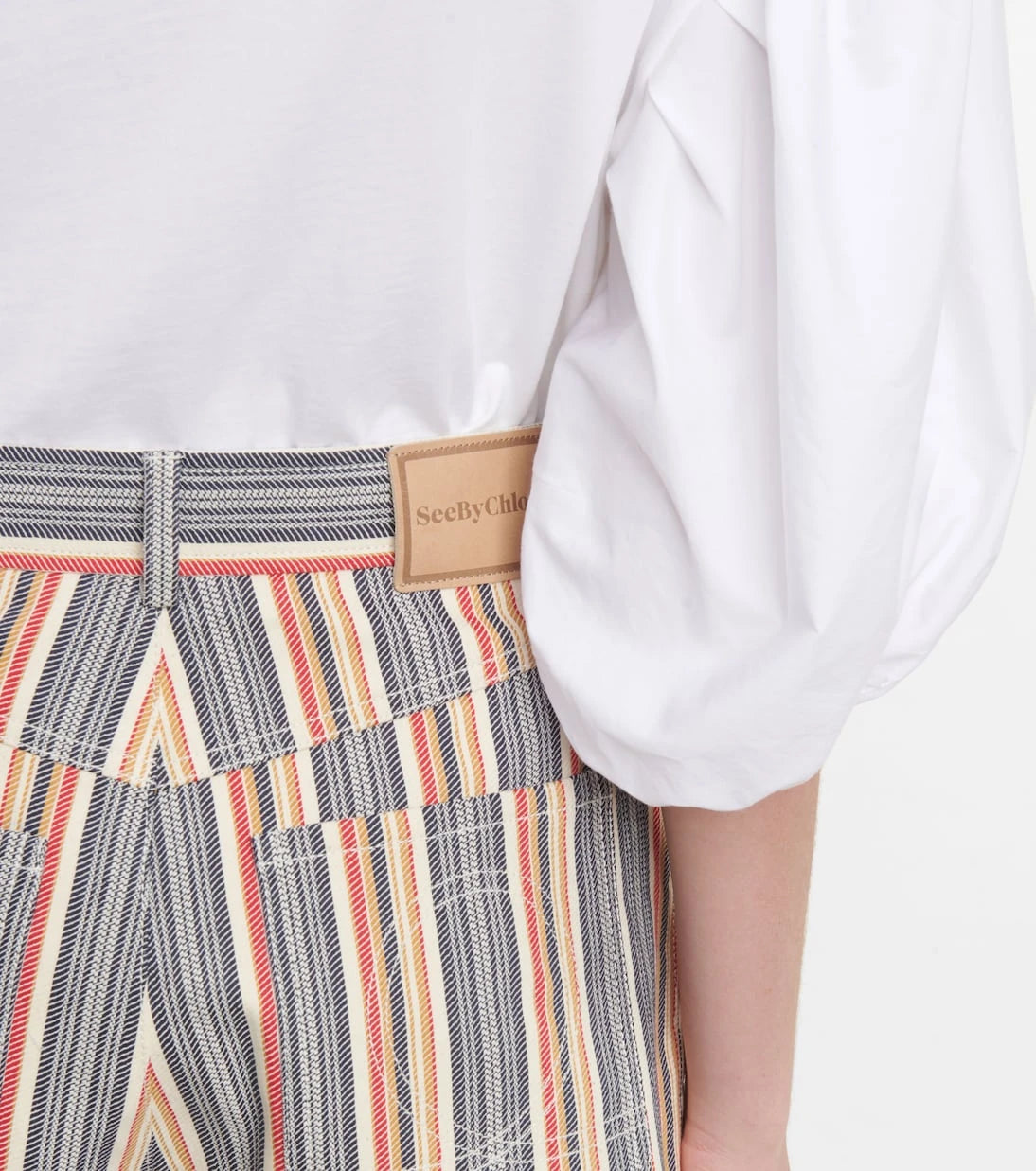 See By Chloé - شورت جينز مخطط
