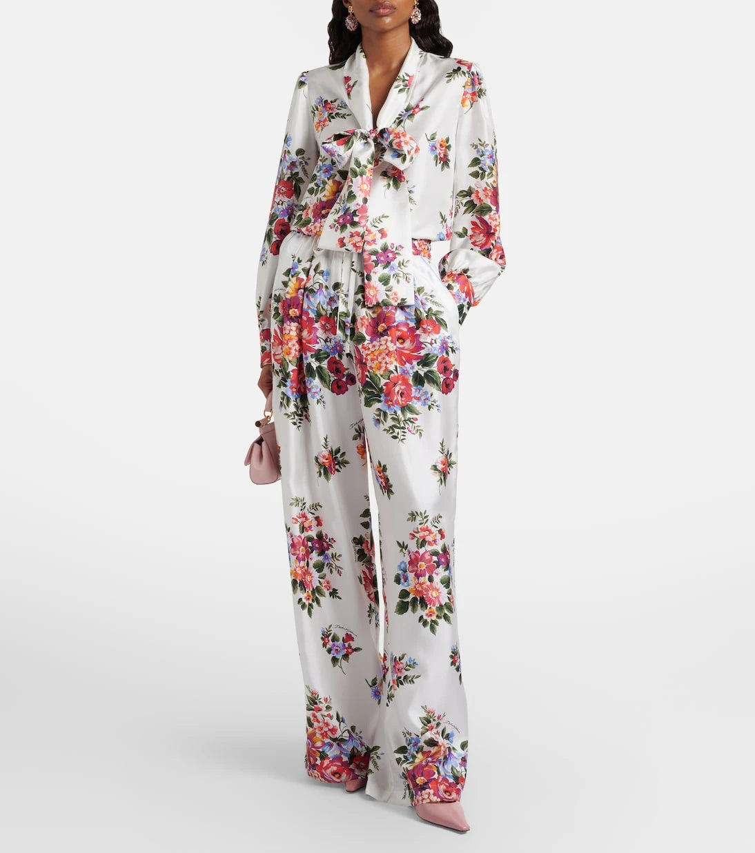 Dolce&Gabbana - Floral tie-neck silk blouse