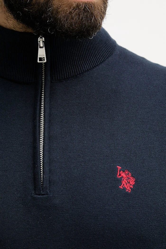 U.S. Polo Assn. Erkek Pamuklu 1/4 Fermuarlı Balıkçı Yaka Kazak