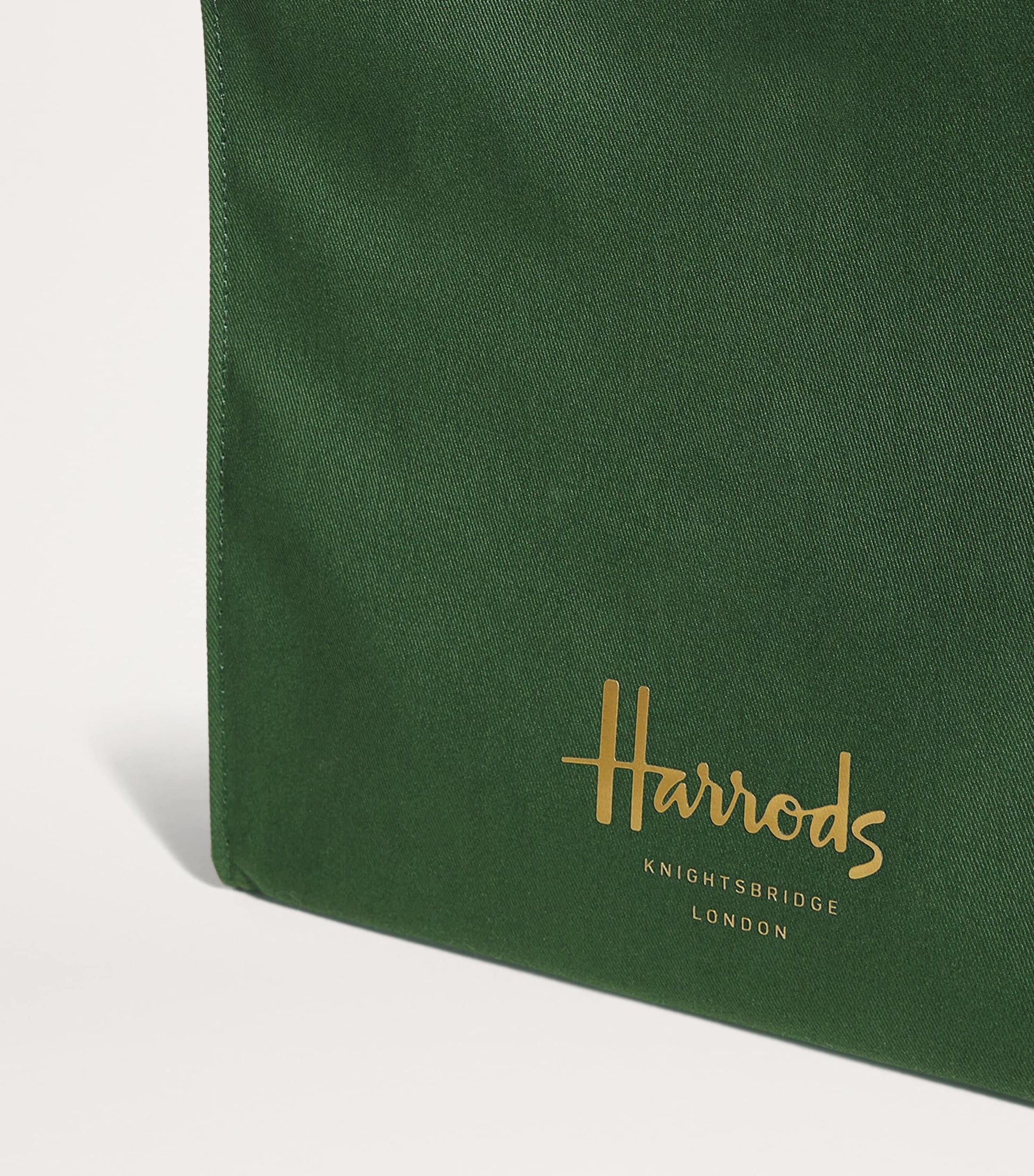 Harrods Green Small Cotton Logo Tote Bag