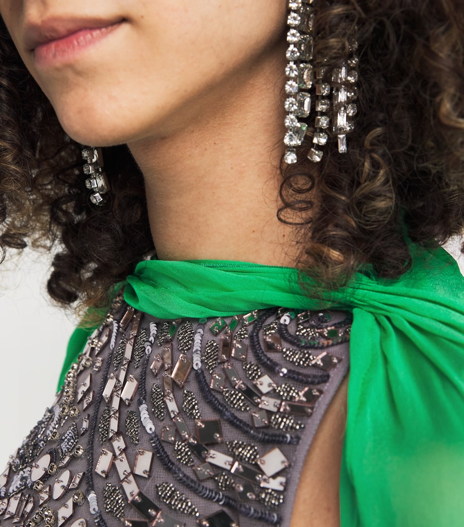 Zuhair Murad Green Silk Chiffon Scarf