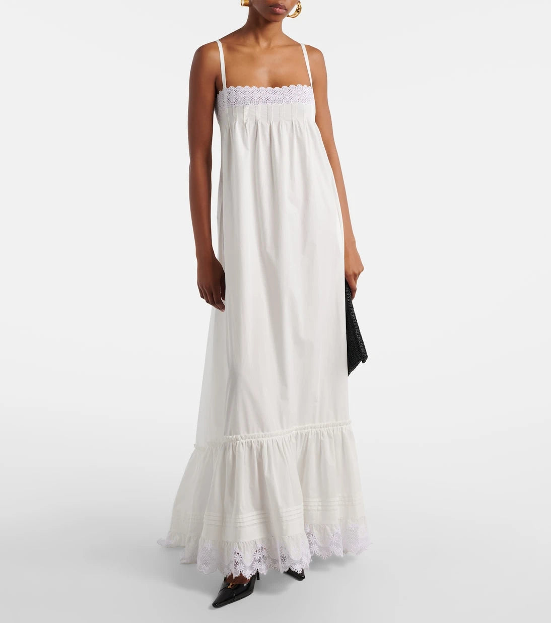 Saint Laurent - Embroidered cotton poplin maxi dress