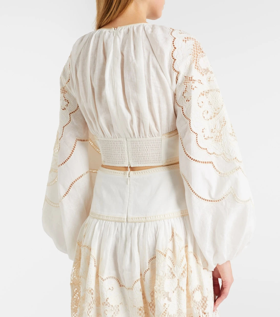 Zimmermann - Daylight embroidered linen crop top