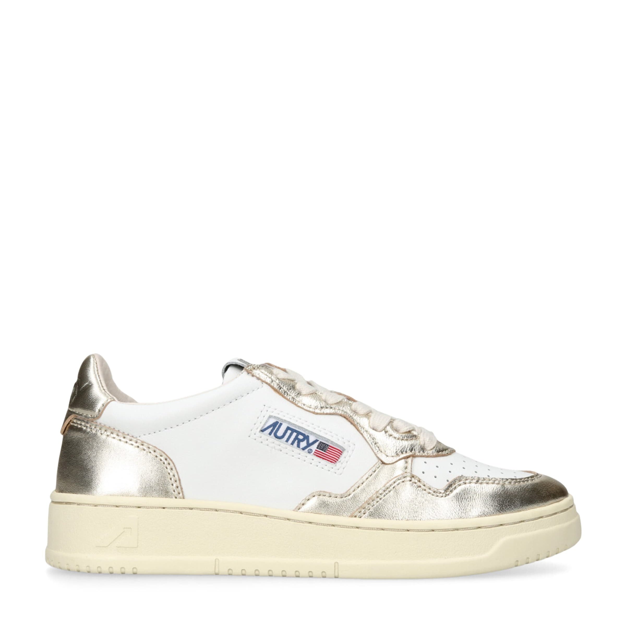 Autry Gold Metallic Leather Medalist Low-Top Sneakers