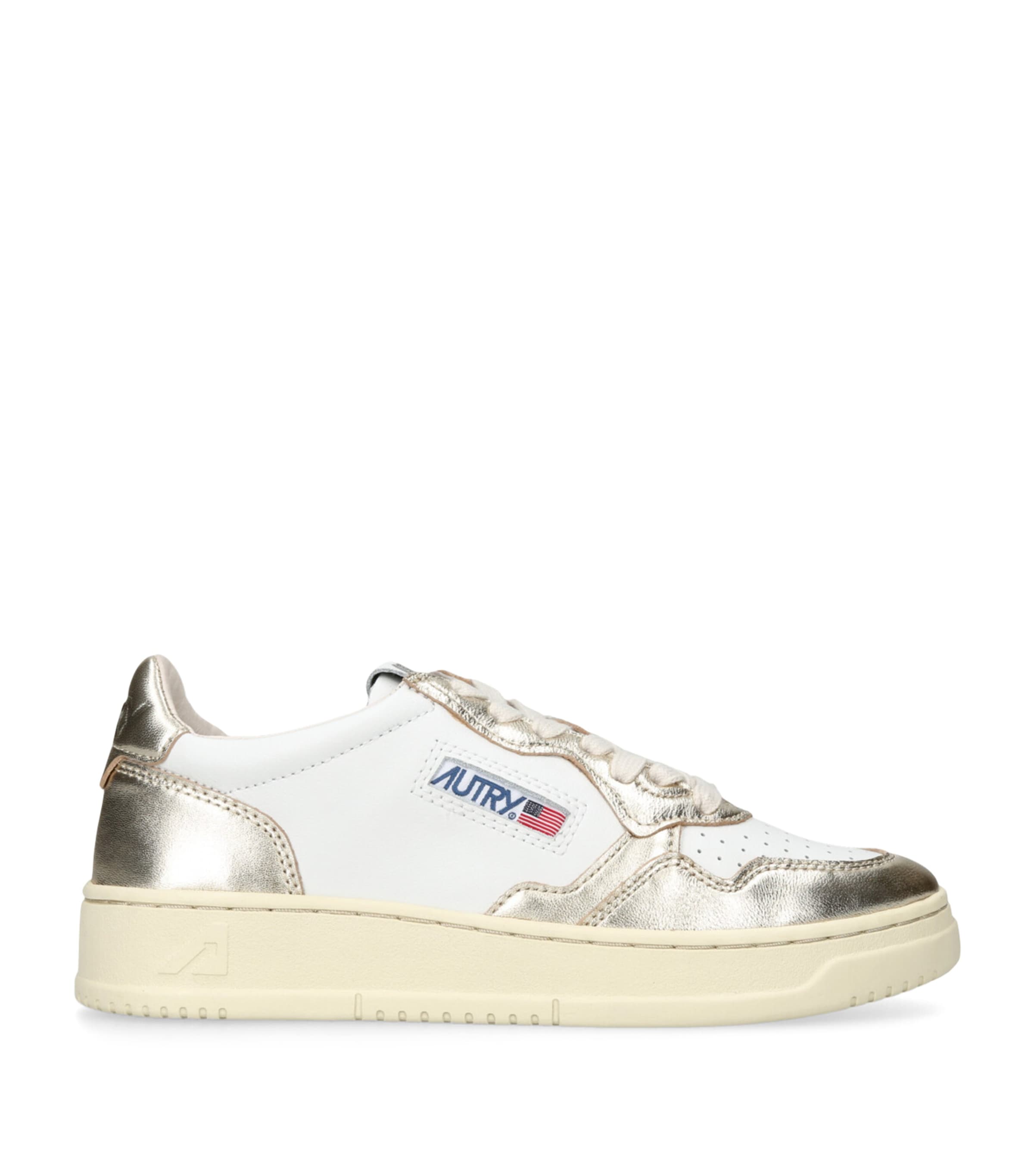 Autry Gold Metallic Leather Medalist Low-Top Sneakers