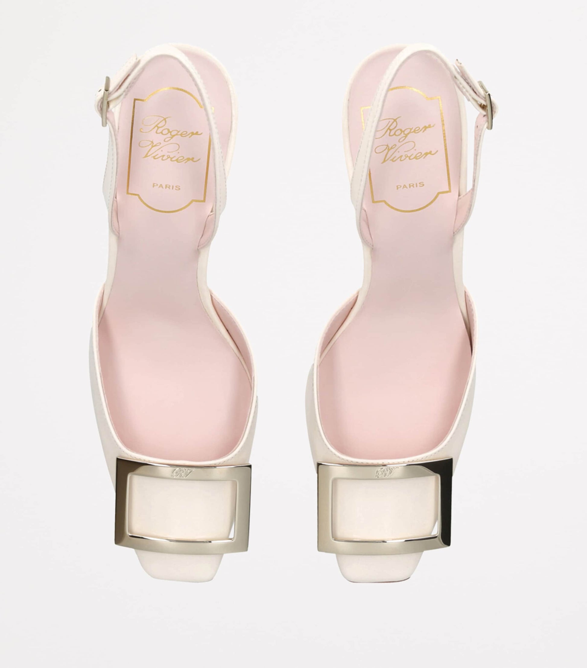 White Leather Trompette Slingback Pumps 70