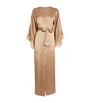 Silk Gina Long Robe ALMOND/GOLD