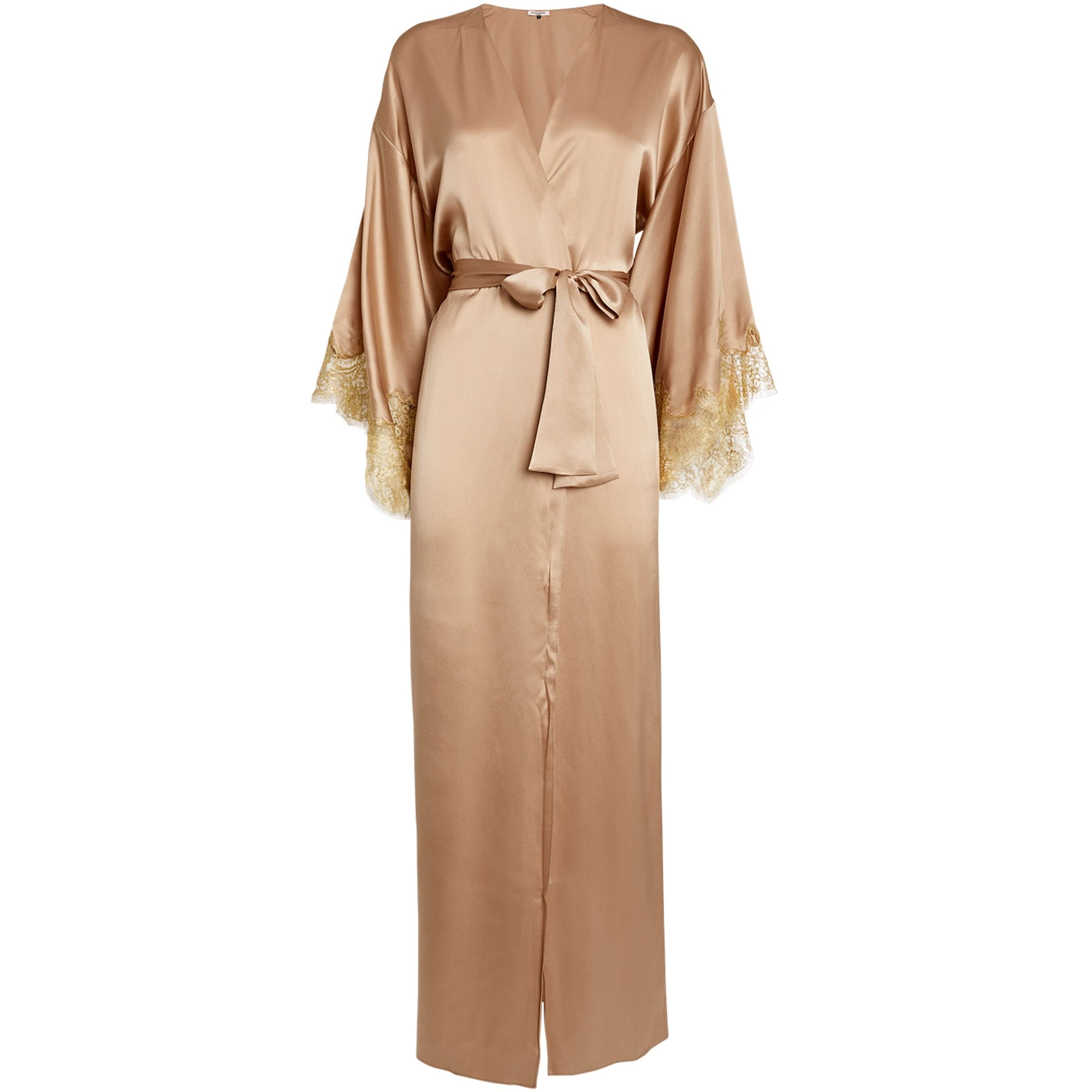 Silk Gina Long Robe ALMOND/GOLD