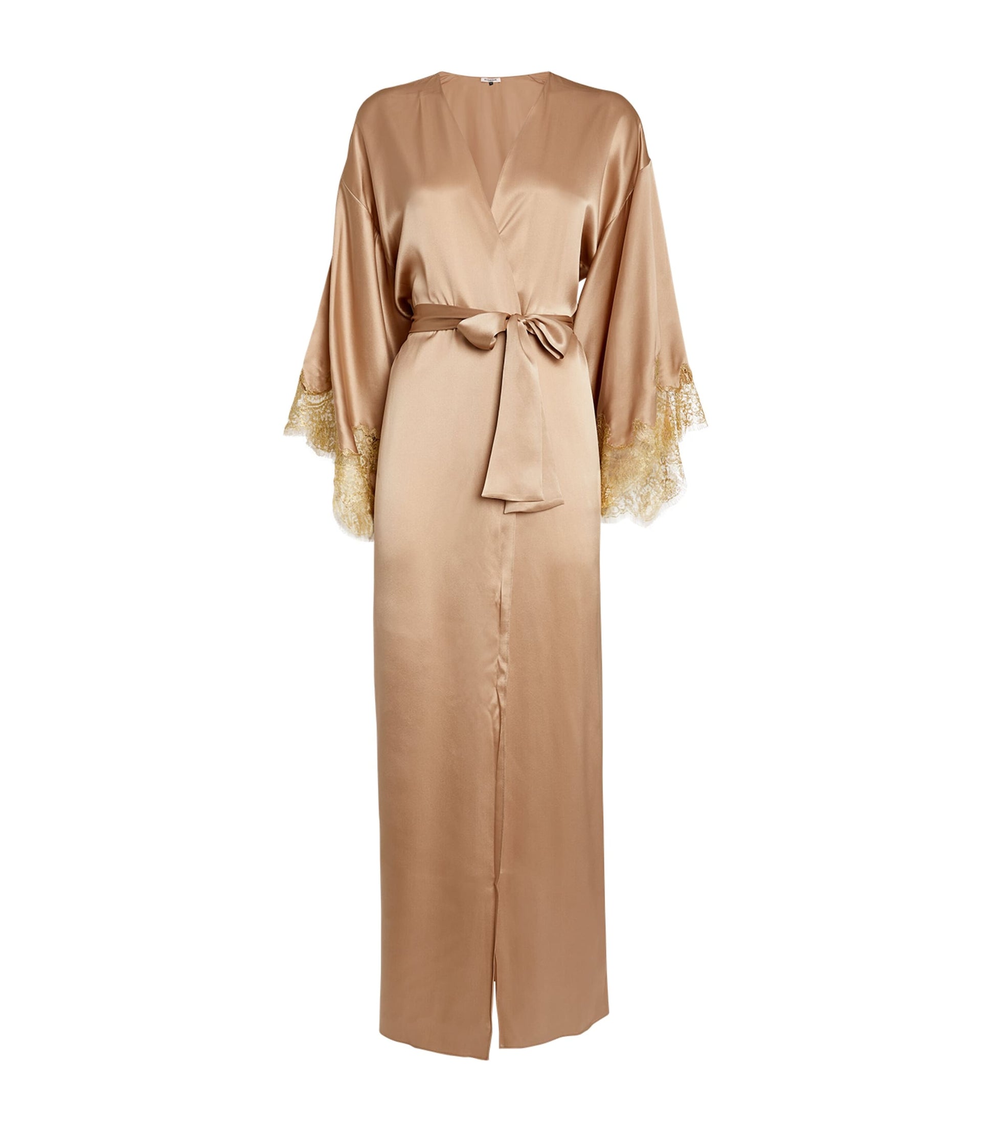 Silk Gina Long Robe ALMOND/GOLD