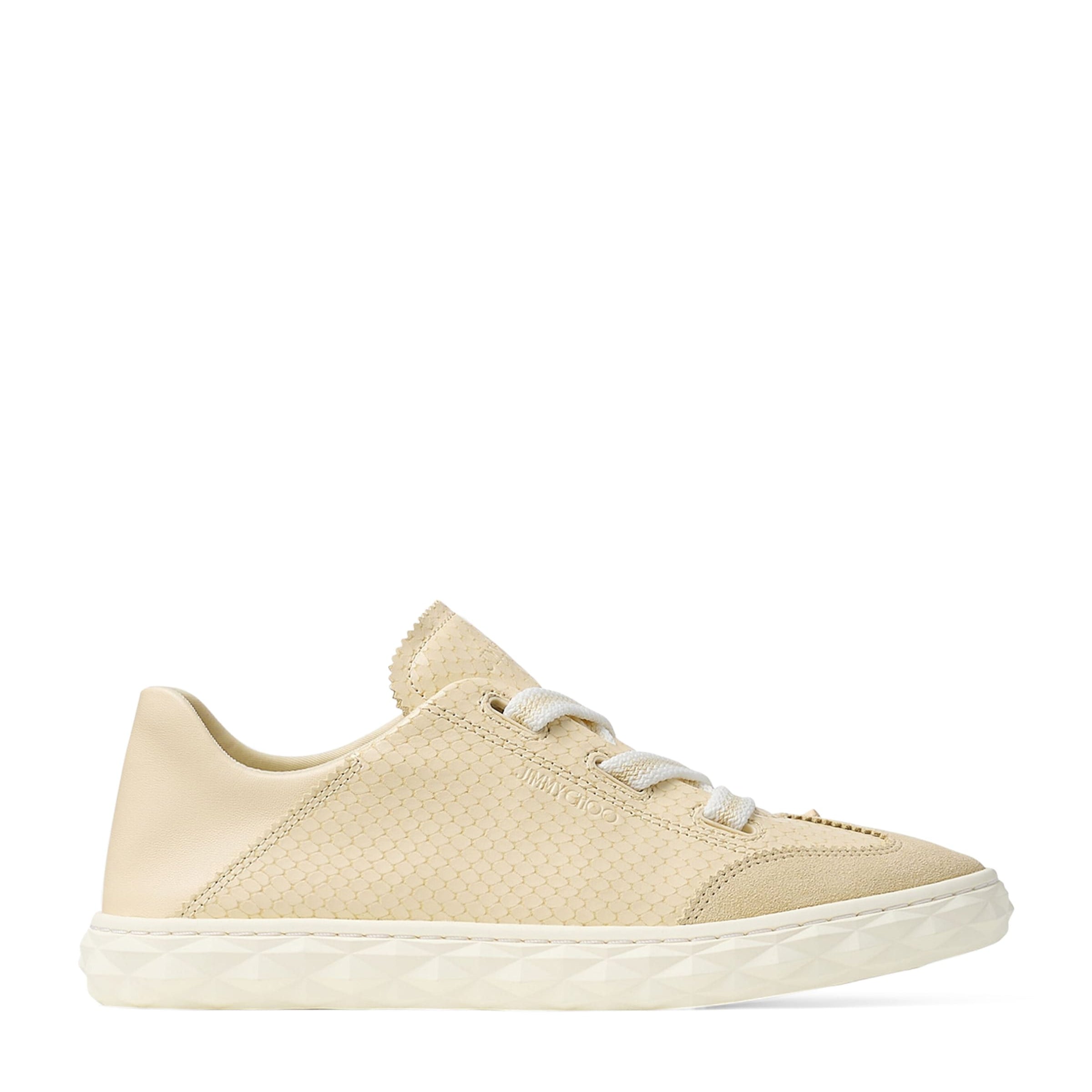 Jimmy Choo Beige Diamond Light Flex Leather Sneakers
