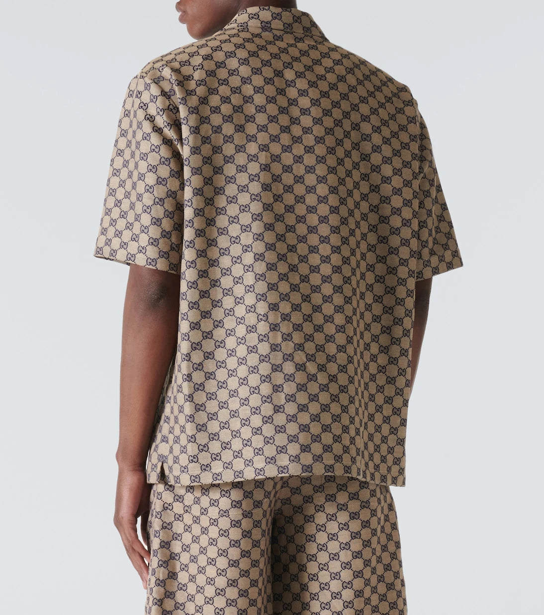 Gucci - قميص بولينج GG Canvas من مزيج الكتان