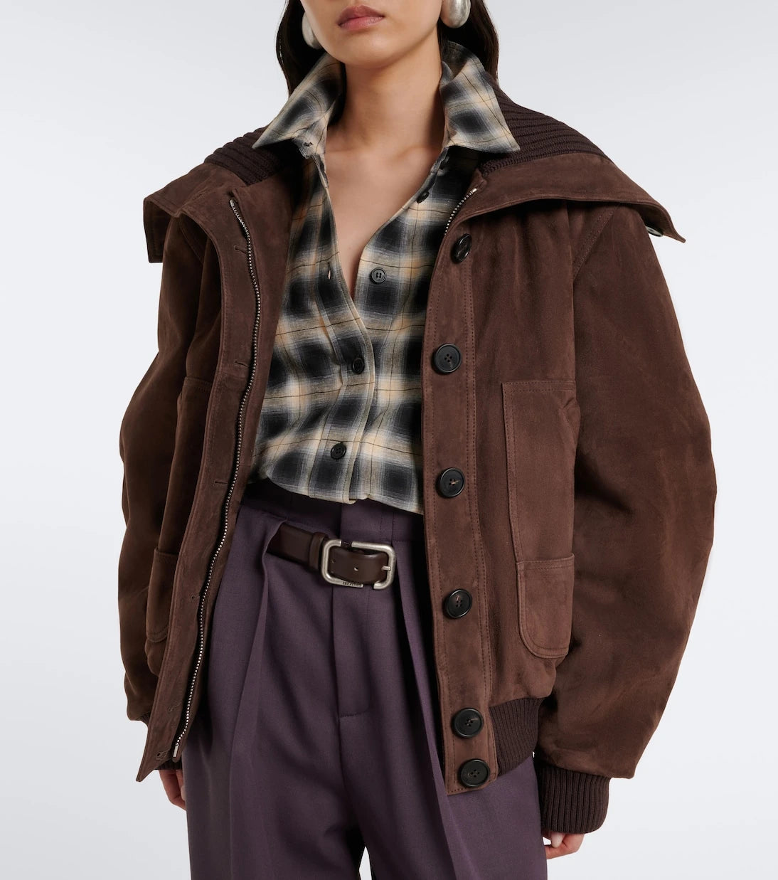 The Attico - Oversized suede bomber jacket