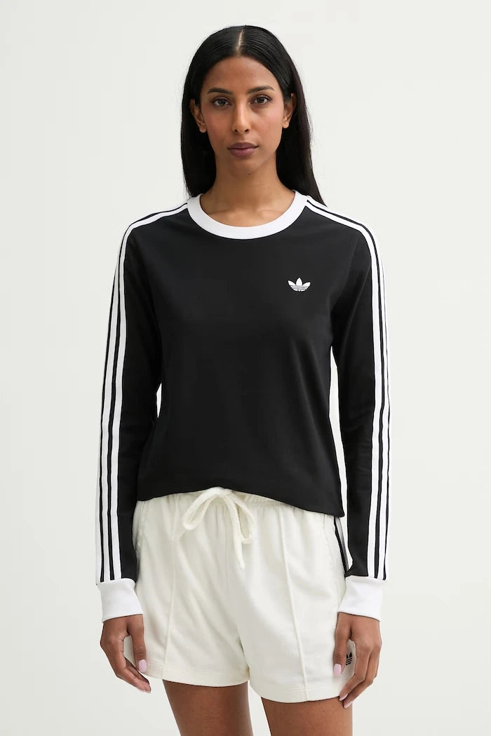adidas Originals çocuklar için pamuk ve elastan uzun kollu bluz