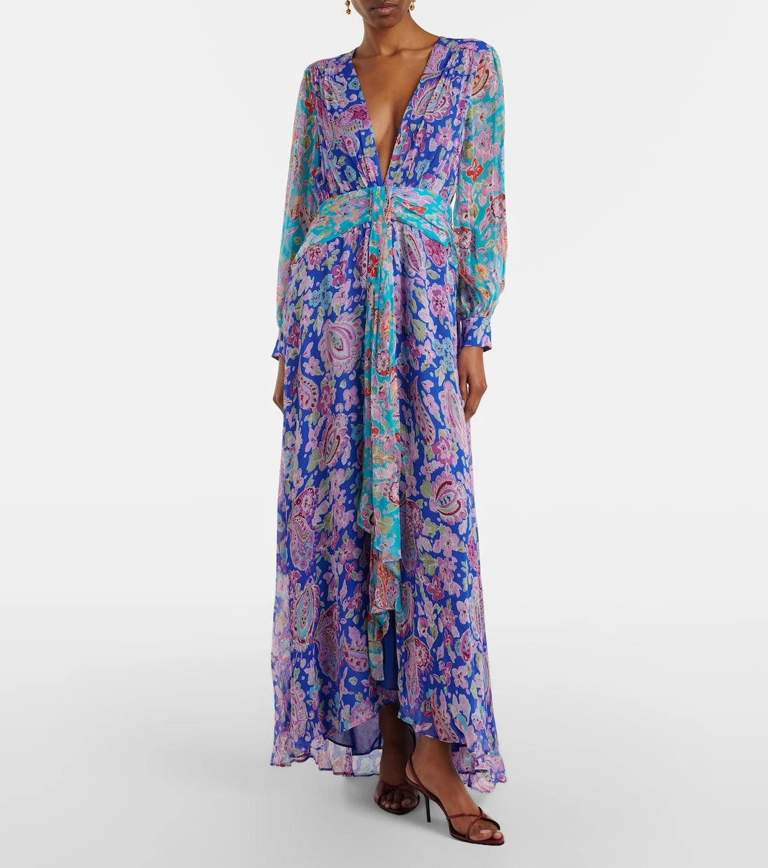 Rixo - Meera floral gathered chiffon maxi dress