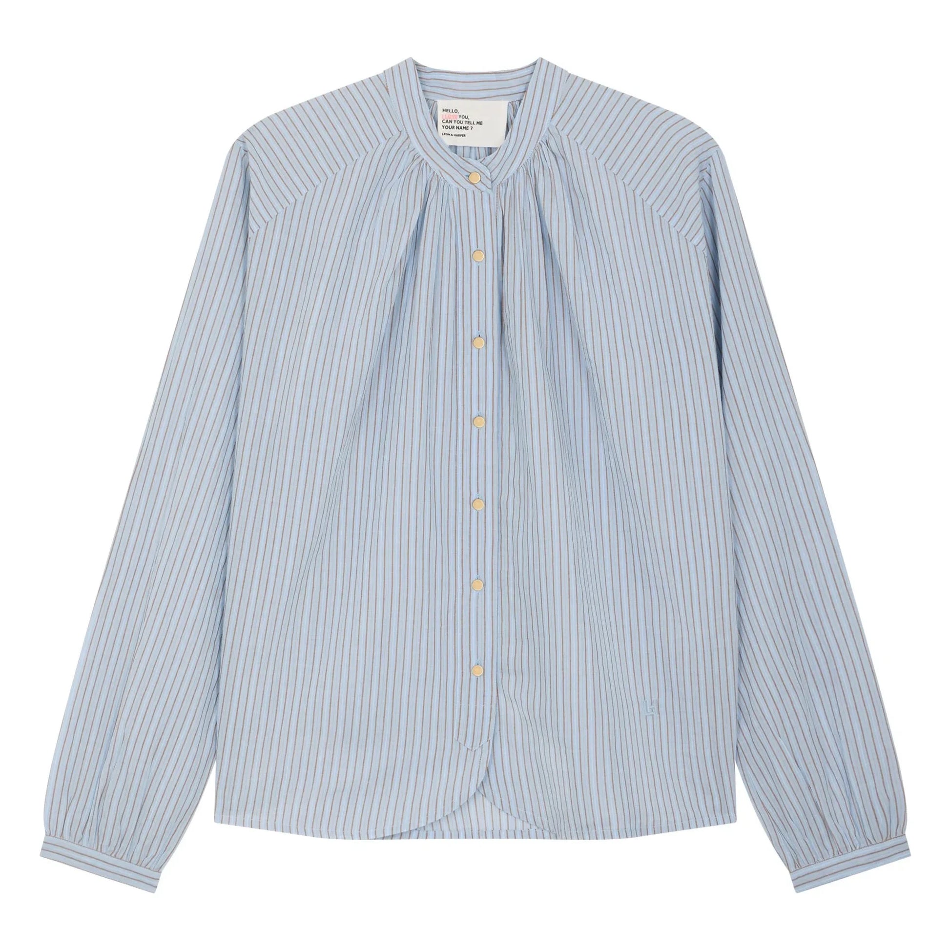 Leon & Harper - Cirus Stripes Organic Cotton Blouses | Blue