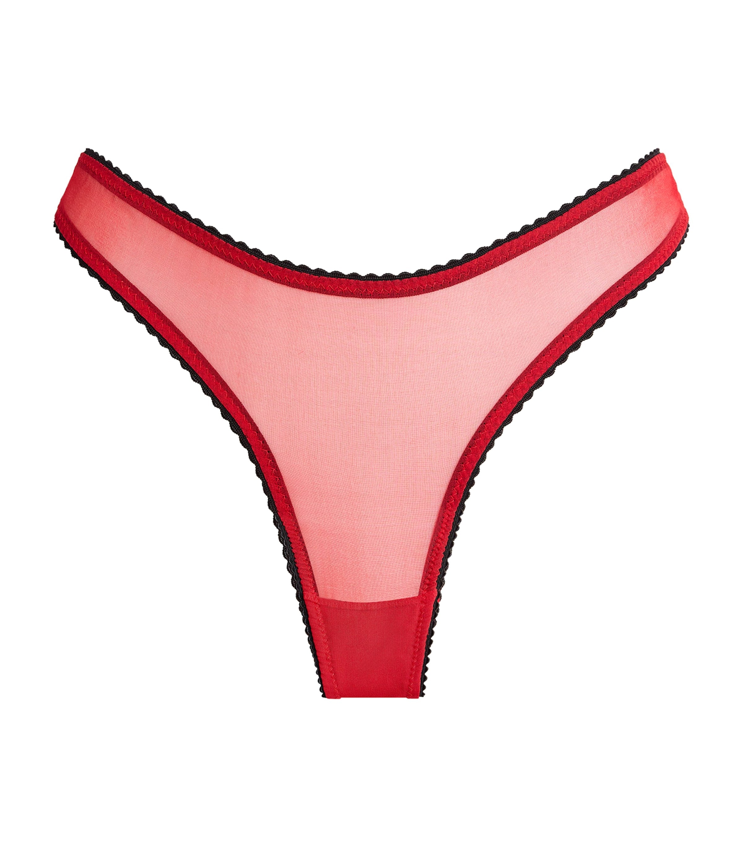 Gilda & Pearl Red Silk Pom-Pom Brief Encounter Thong
