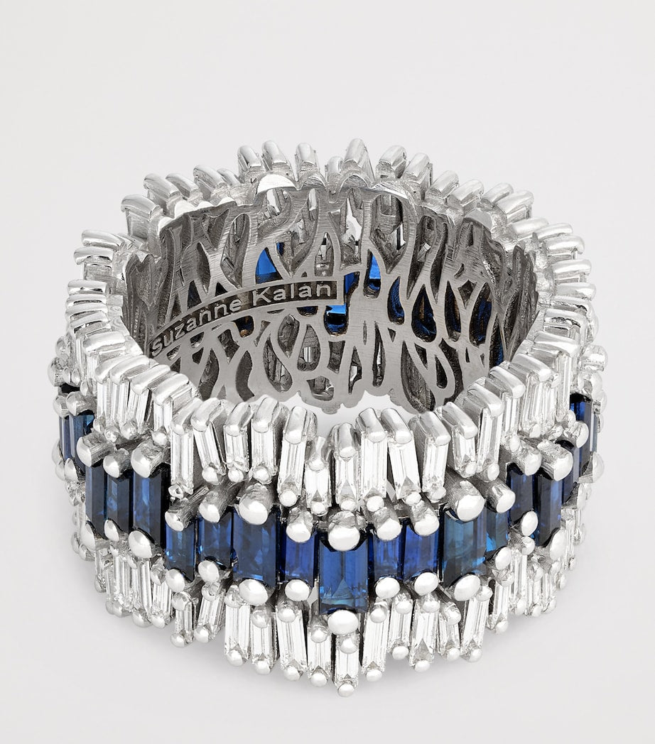 White Gold, Diamond and Sapphire One Of A Kind Ring (Size 6.75)