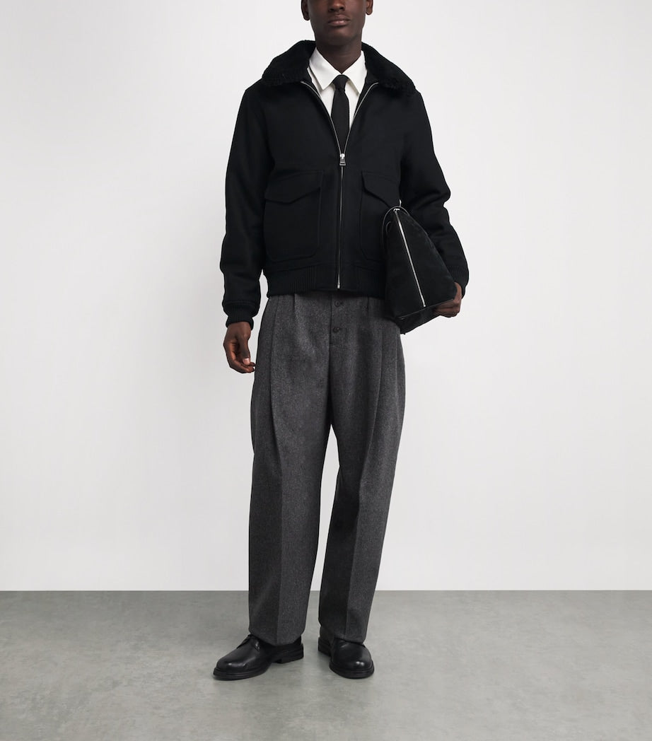 Wool-Blend Bomber Jacket BLACK