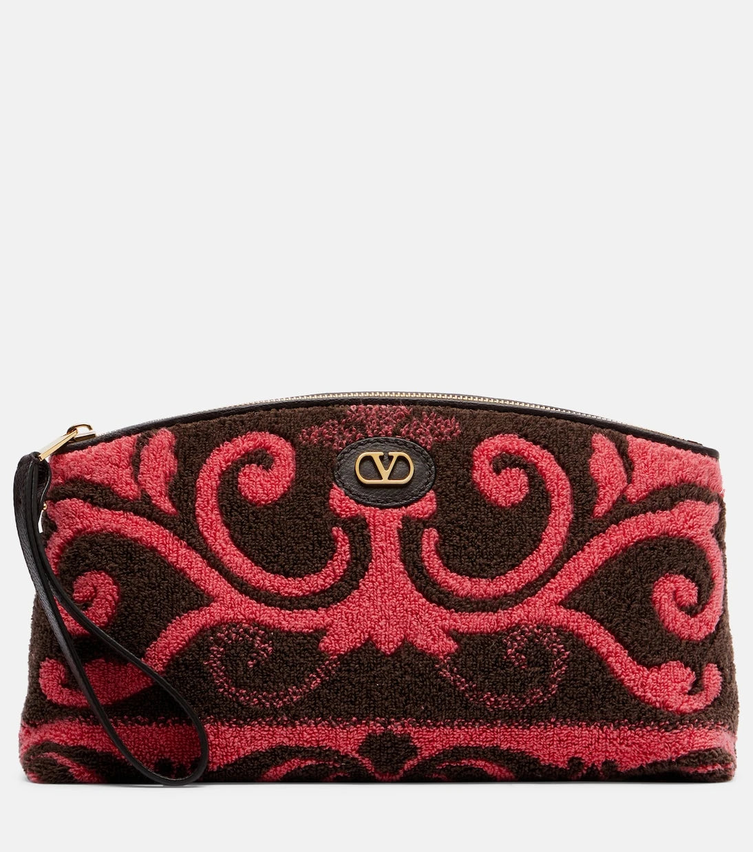 Valentino Garavani - VLogo leather-trimmed terry pouch