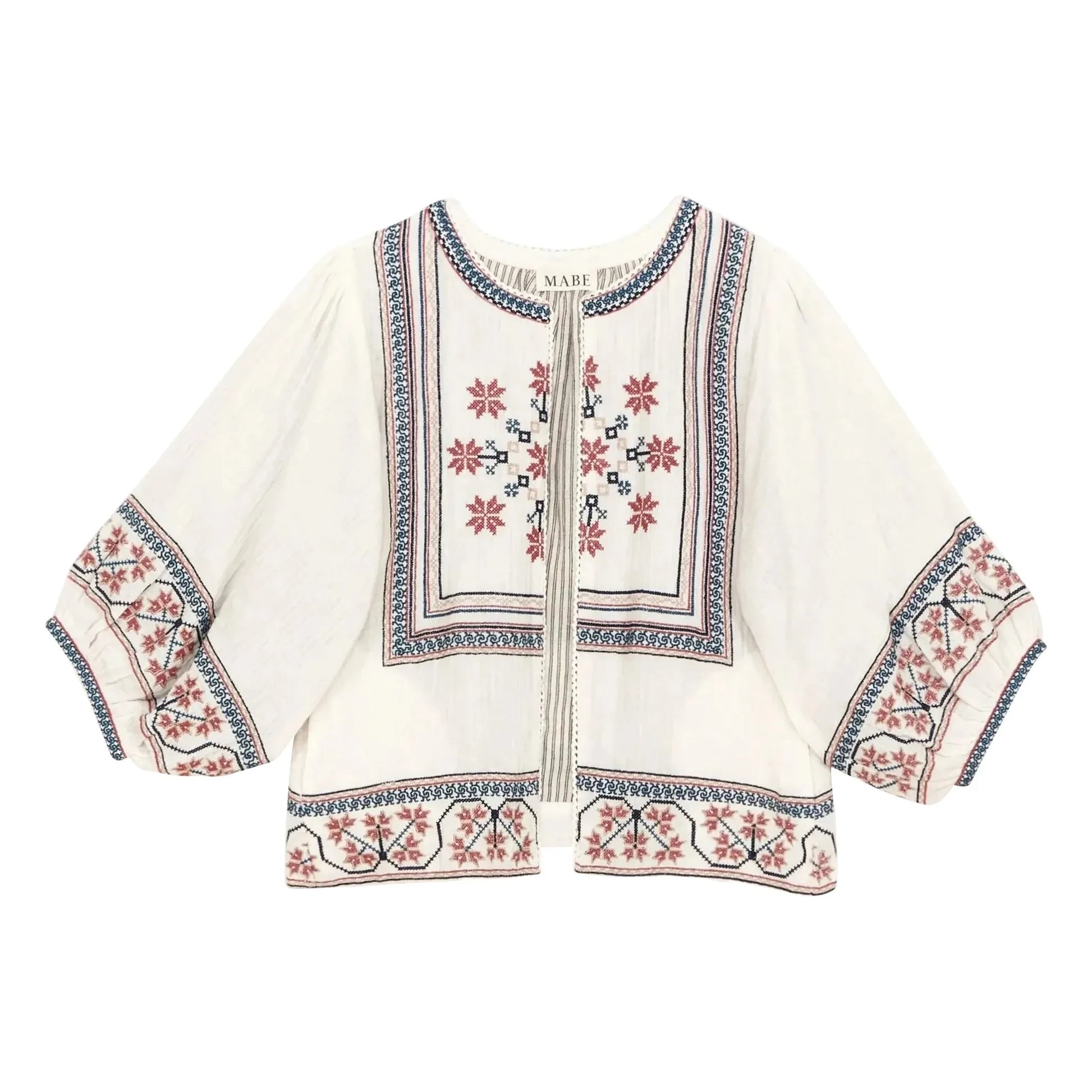 M.A.B.E. - Calista Cotton Embroidered Jacket | Ecru