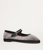 Flabelus Grey Velvet Brida Mary Jane Flats