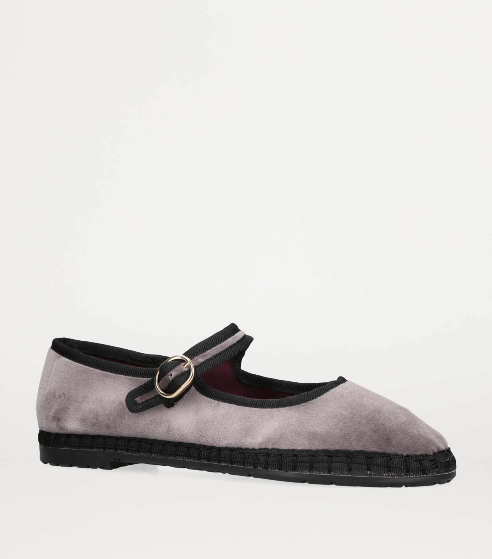 Flabelus Grey Velvet Brida Mary Jane Flats