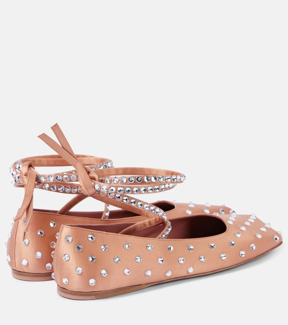Amina Muaddi - Ane crystal-embellished satin ballet flats