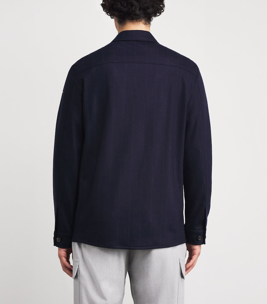 Blue Wool Stripe Overshirt