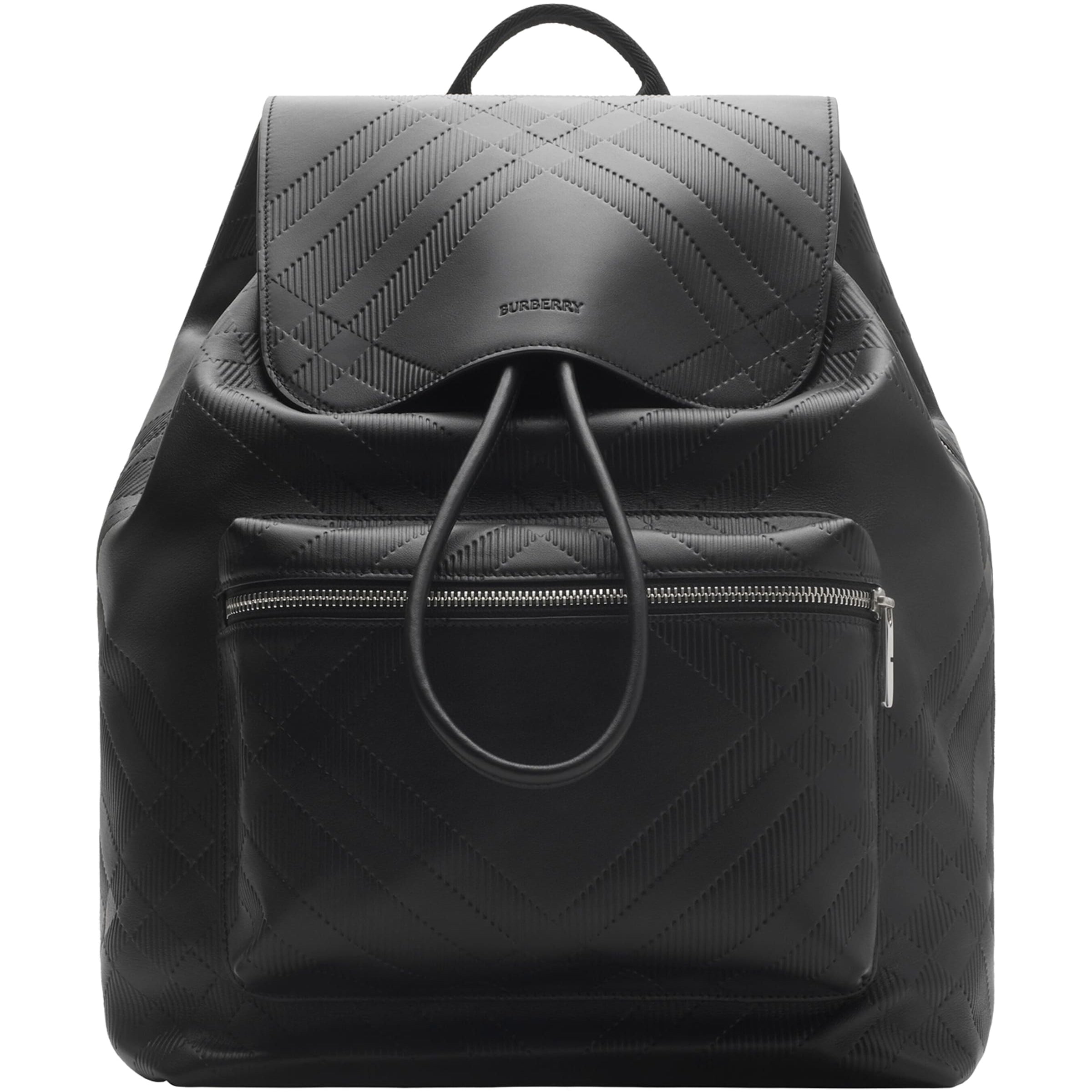 Burberry Leather Check-Embossed Backpack