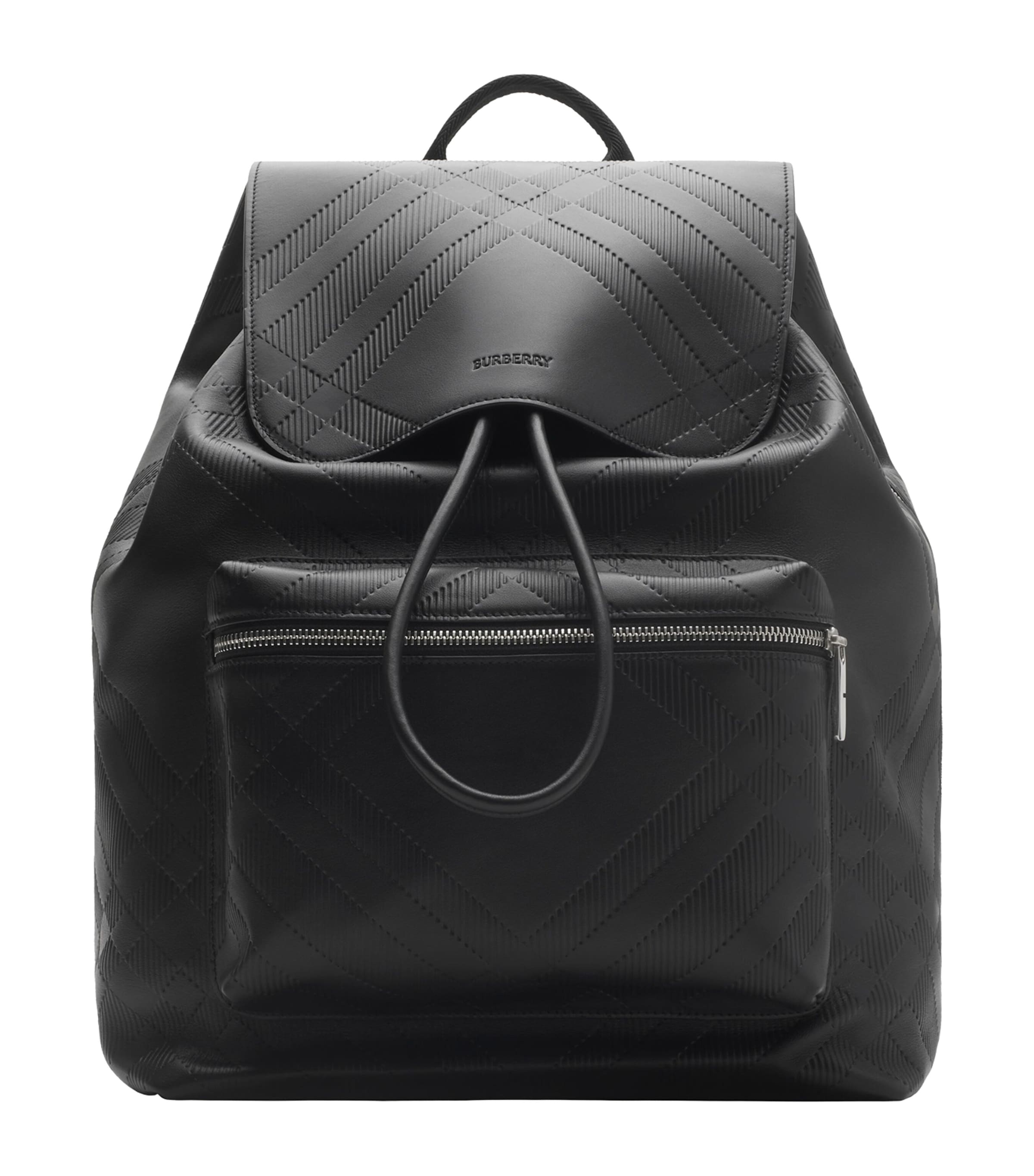 Burberry Leather Check-Embossed Backpack