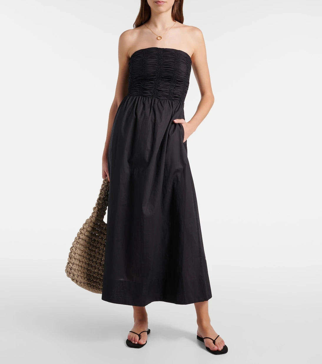 Faithfull - Dominquez strapless cotton midi dress