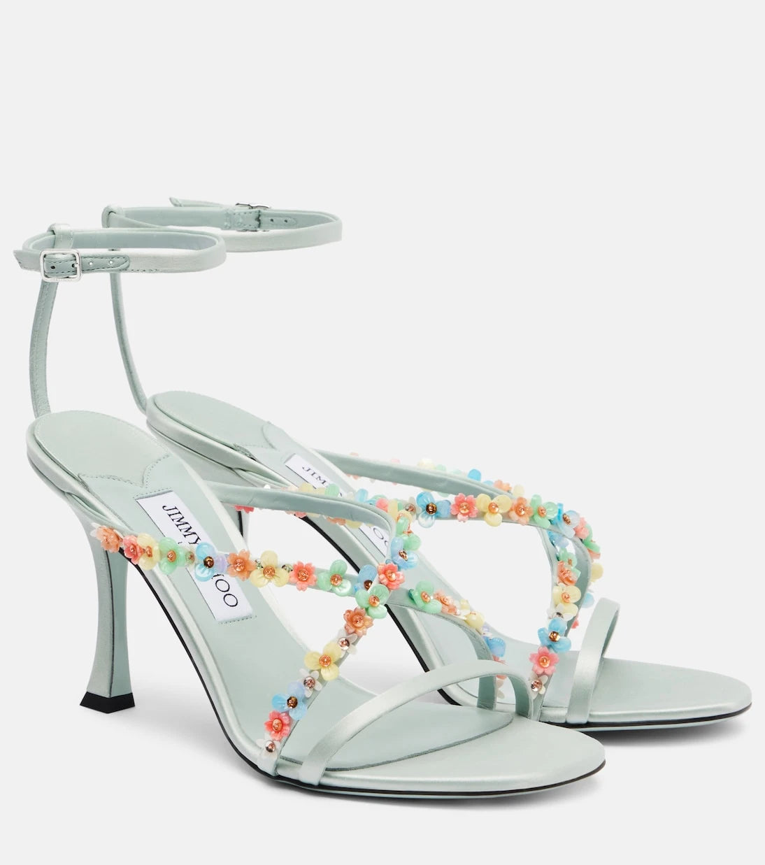 Jimmy Choo - صندل بلانش 90 من الساتان بنقشة الزهور