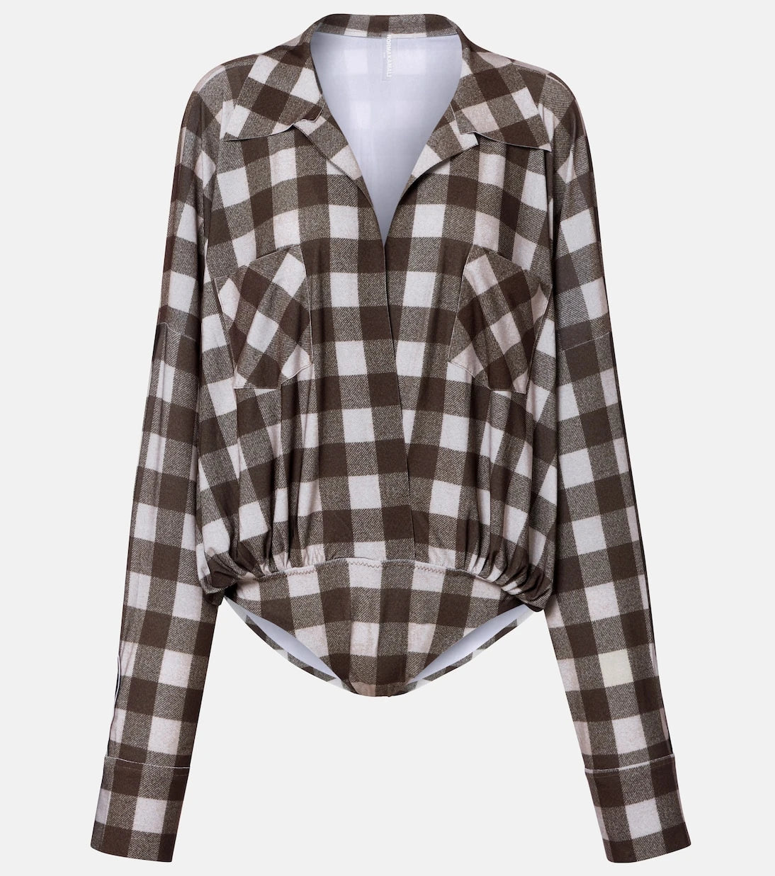 Norma Kamali - Checked oversized bodysuit