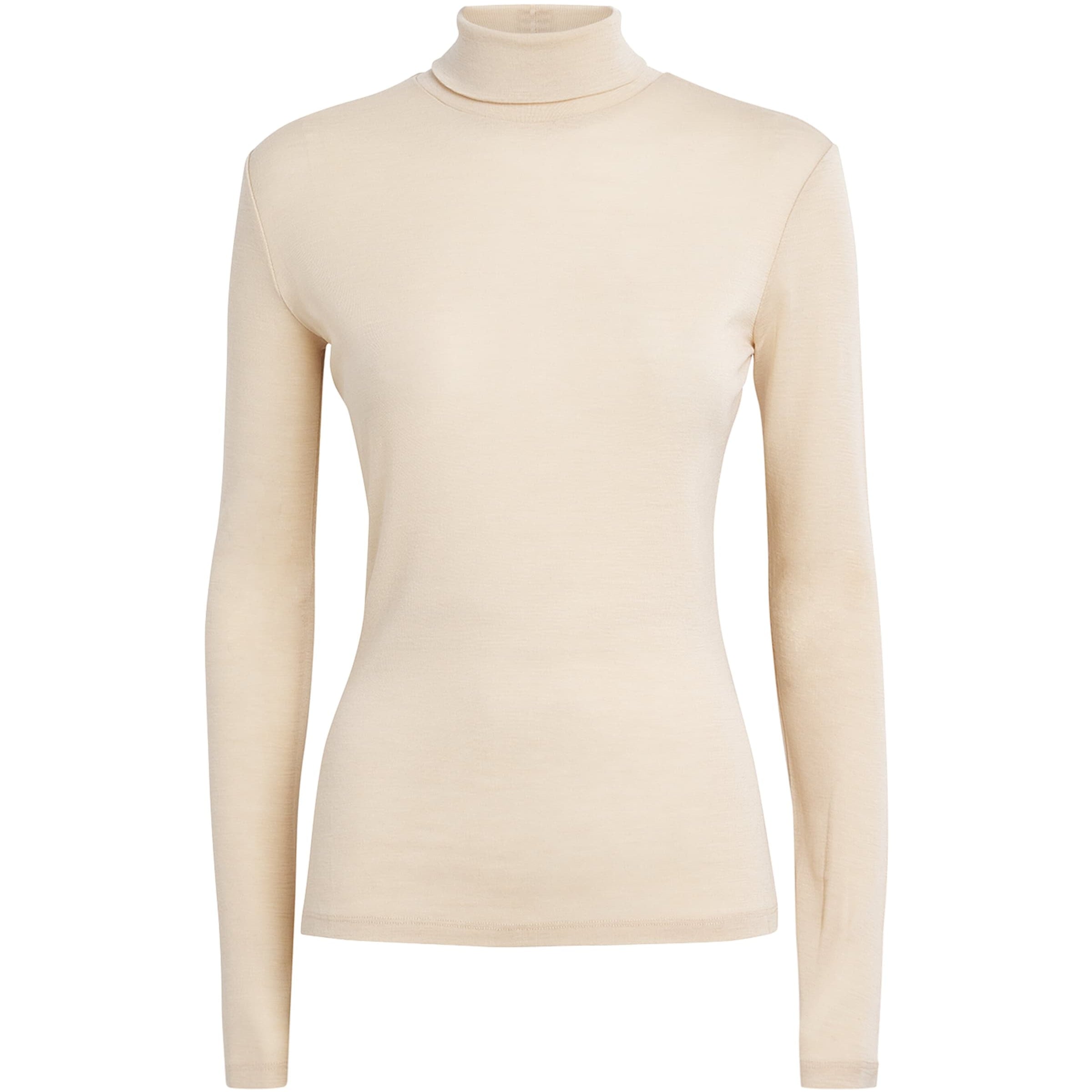 Beige Long-Sleeve Rollneck Top