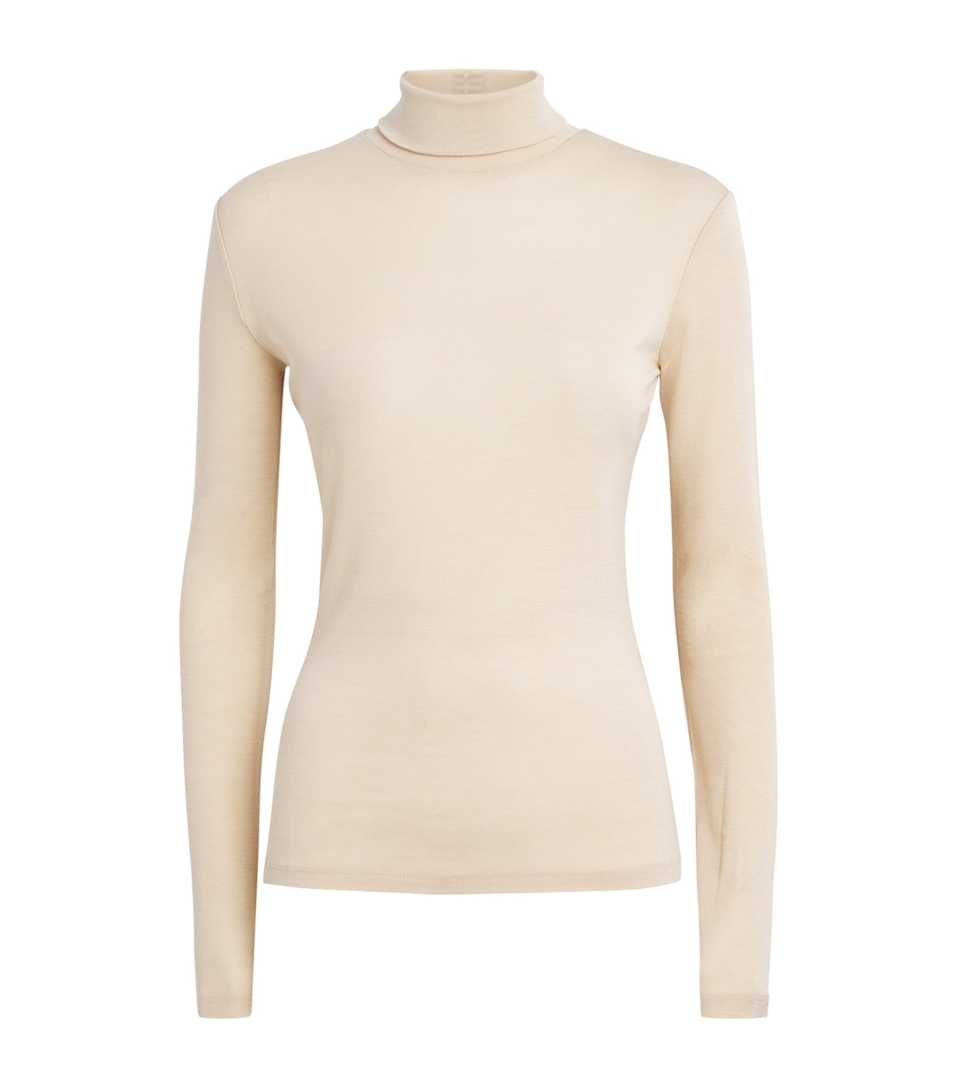 Beige Long-Sleeve Rollneck Top