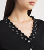 Maje Black Scalloped Eyelet Cardigan