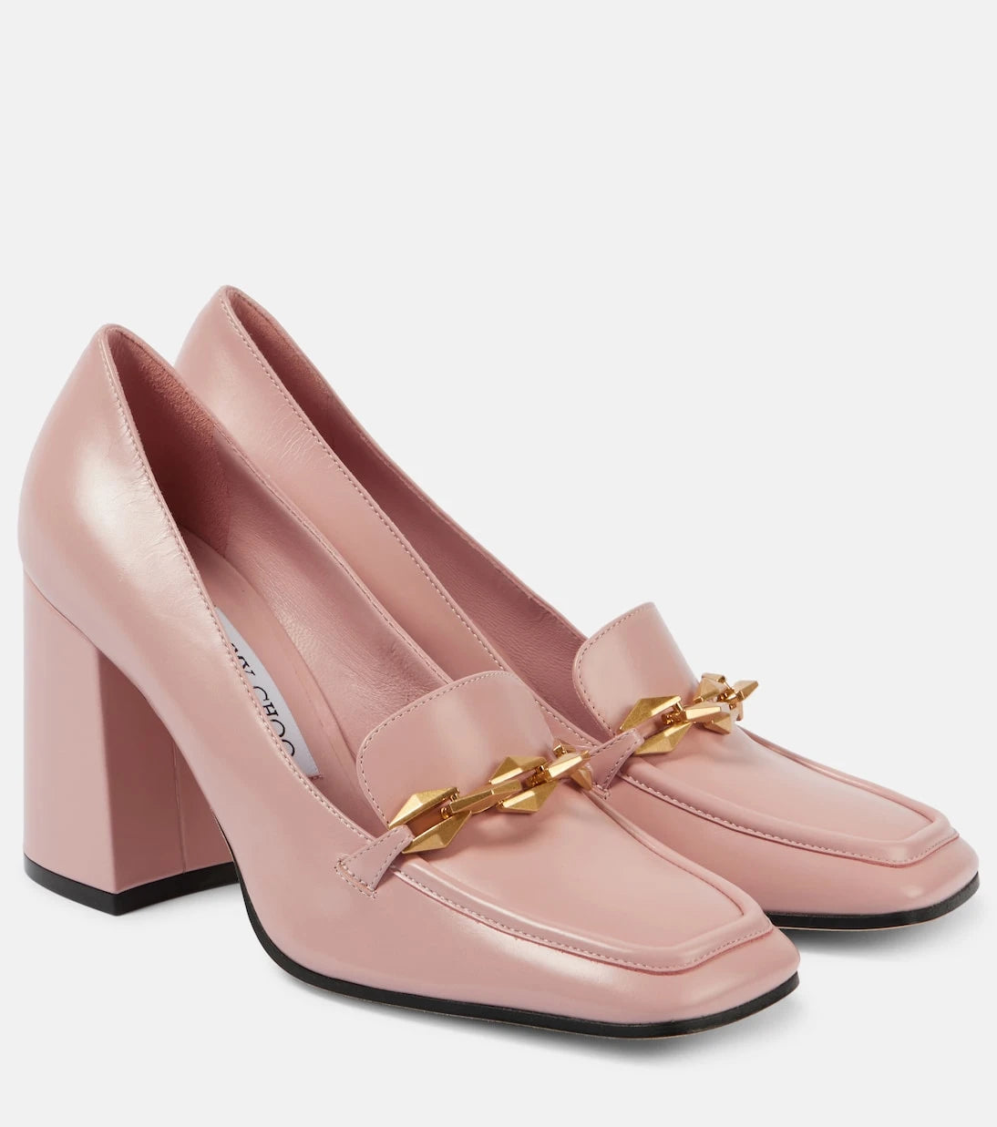 Jimmy Choo - Diamond Tilda 85 deri loafer topuklu ayakkabı