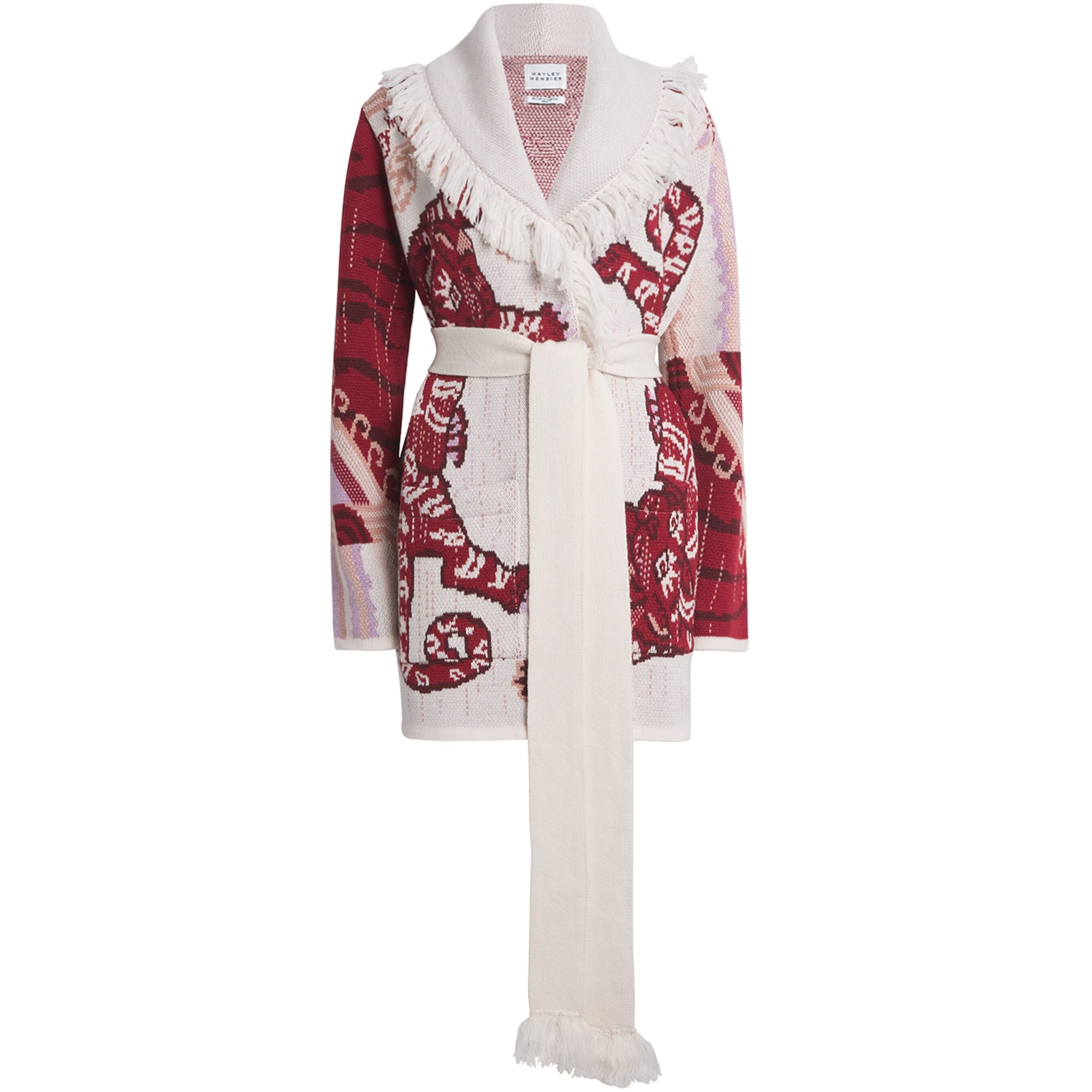 Ivory Merino Wool Jacquard Gene Cardigan