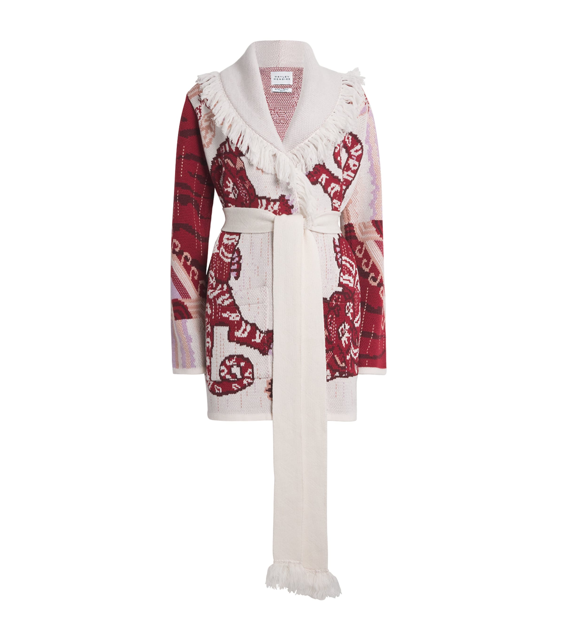 Ivory Merino Wool Jacquard Gene Cardigan