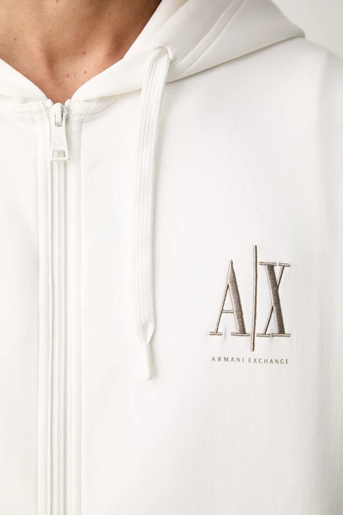 Armani Exchange fermuarlı kapüşonlu erkek pamuklu sweatshirt