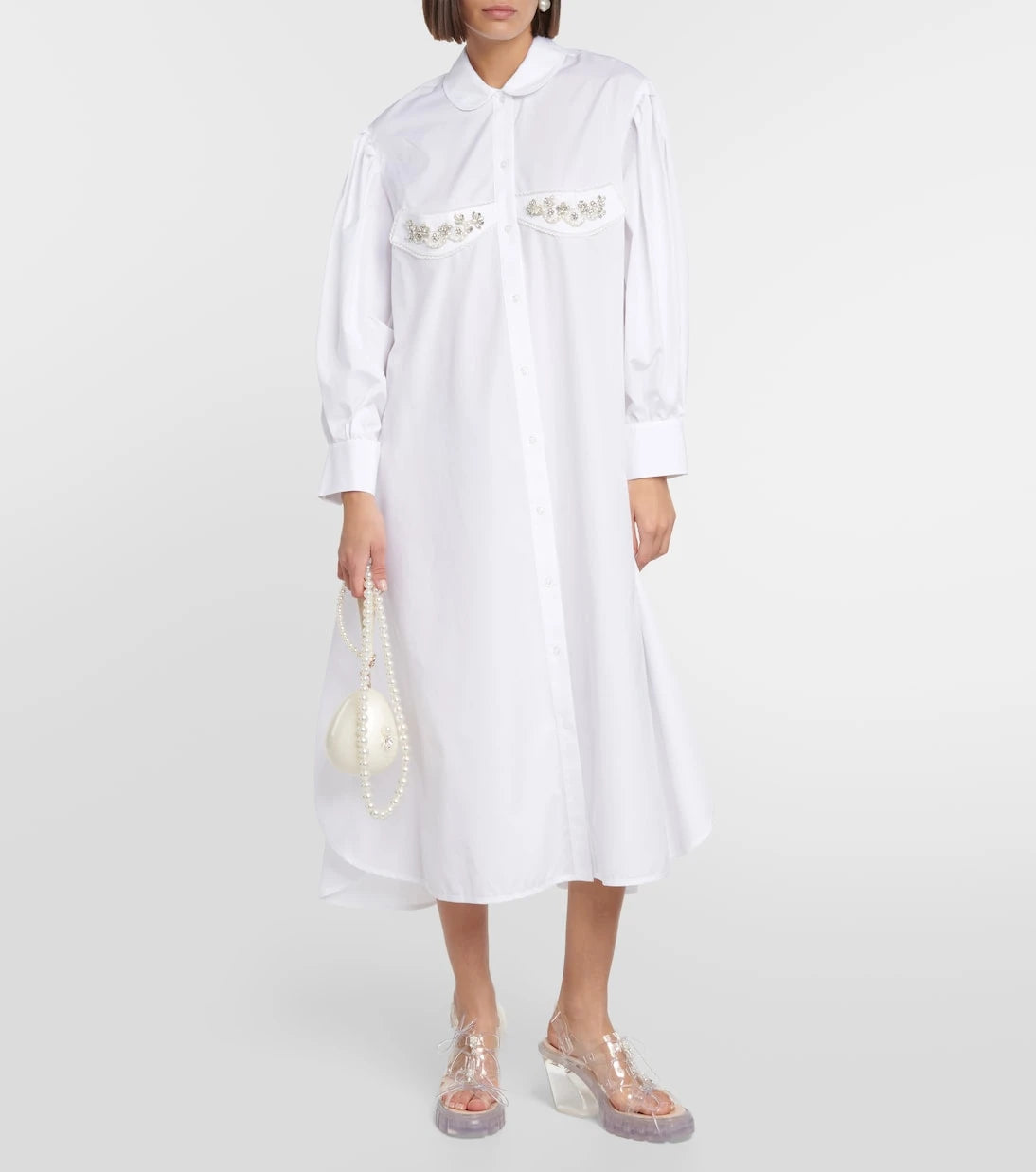 Simone Rocha - Crystal-embellished cotton midi dress