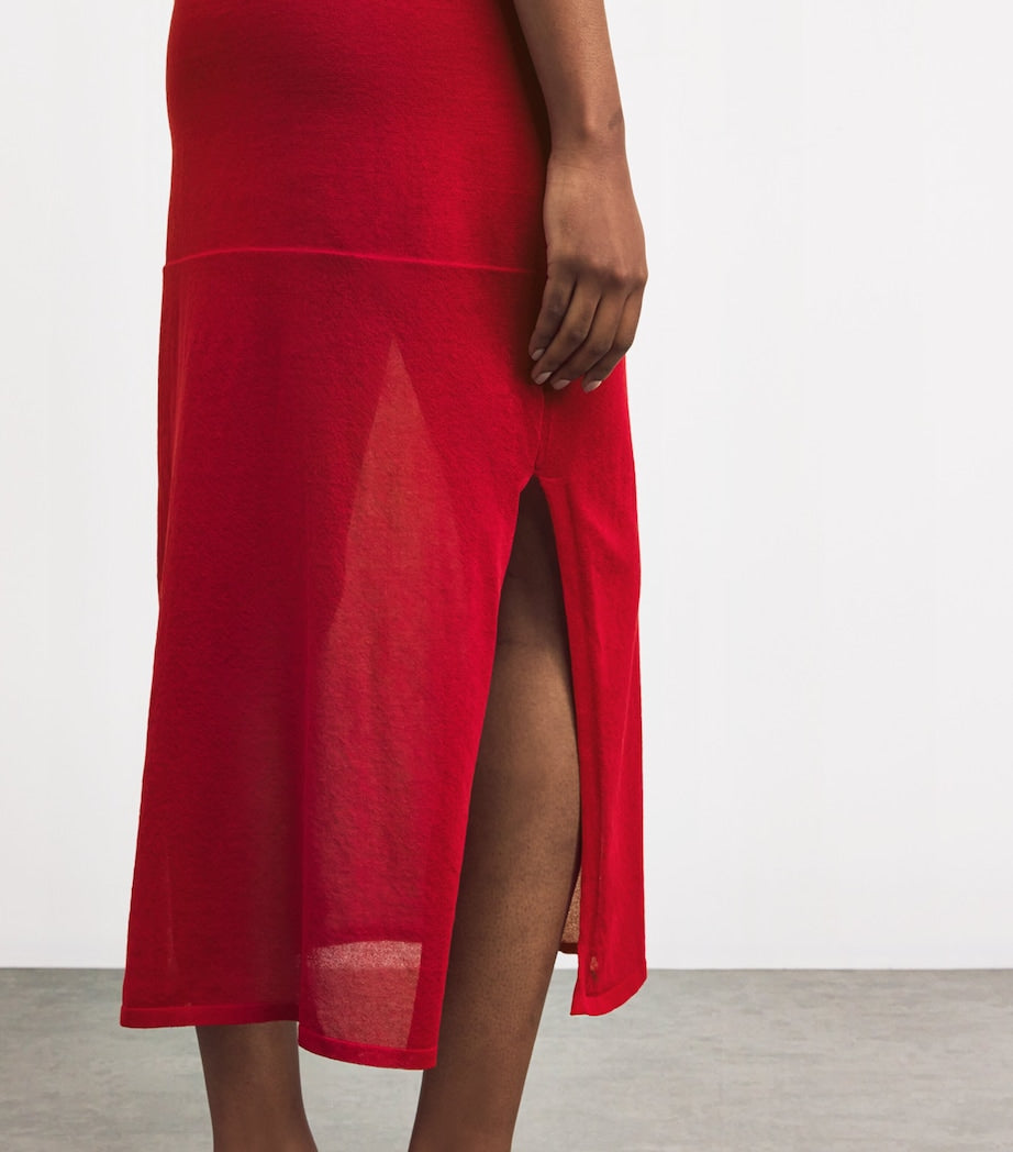 Loulou de Saison Red Stretch-Cotton Ada Midi Dress