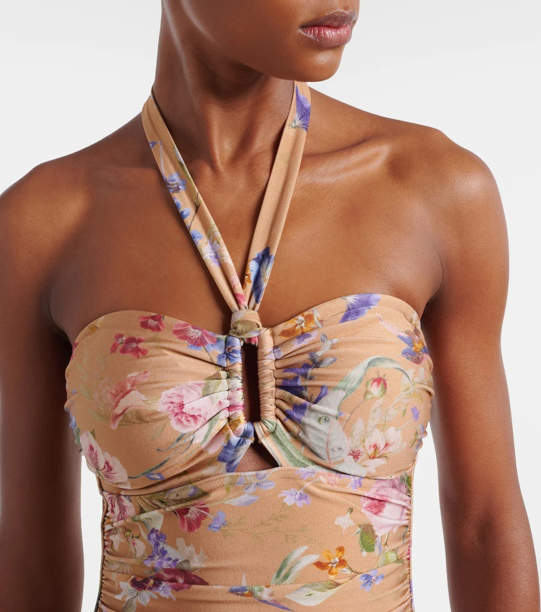 Zimmermann - Patience floral halterneck swimsuit