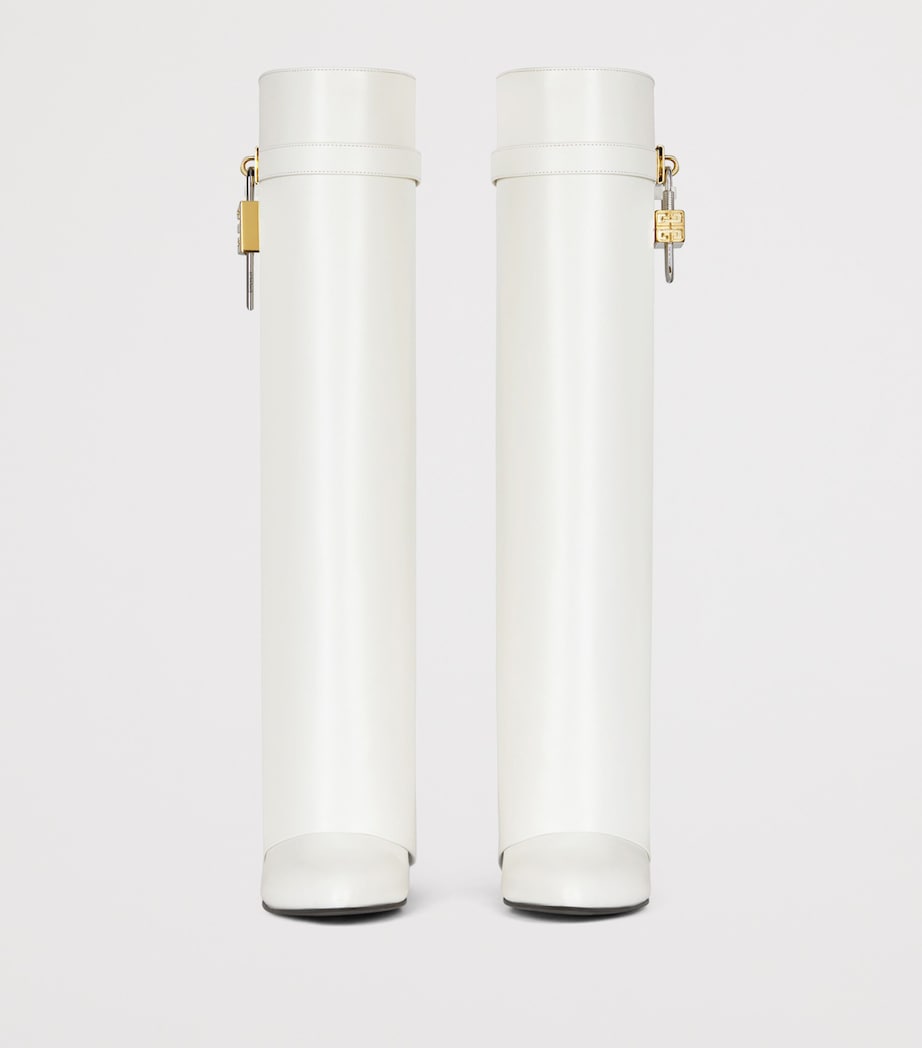 Givenchy White Leather Shark Lock Knee-High Boots 90
